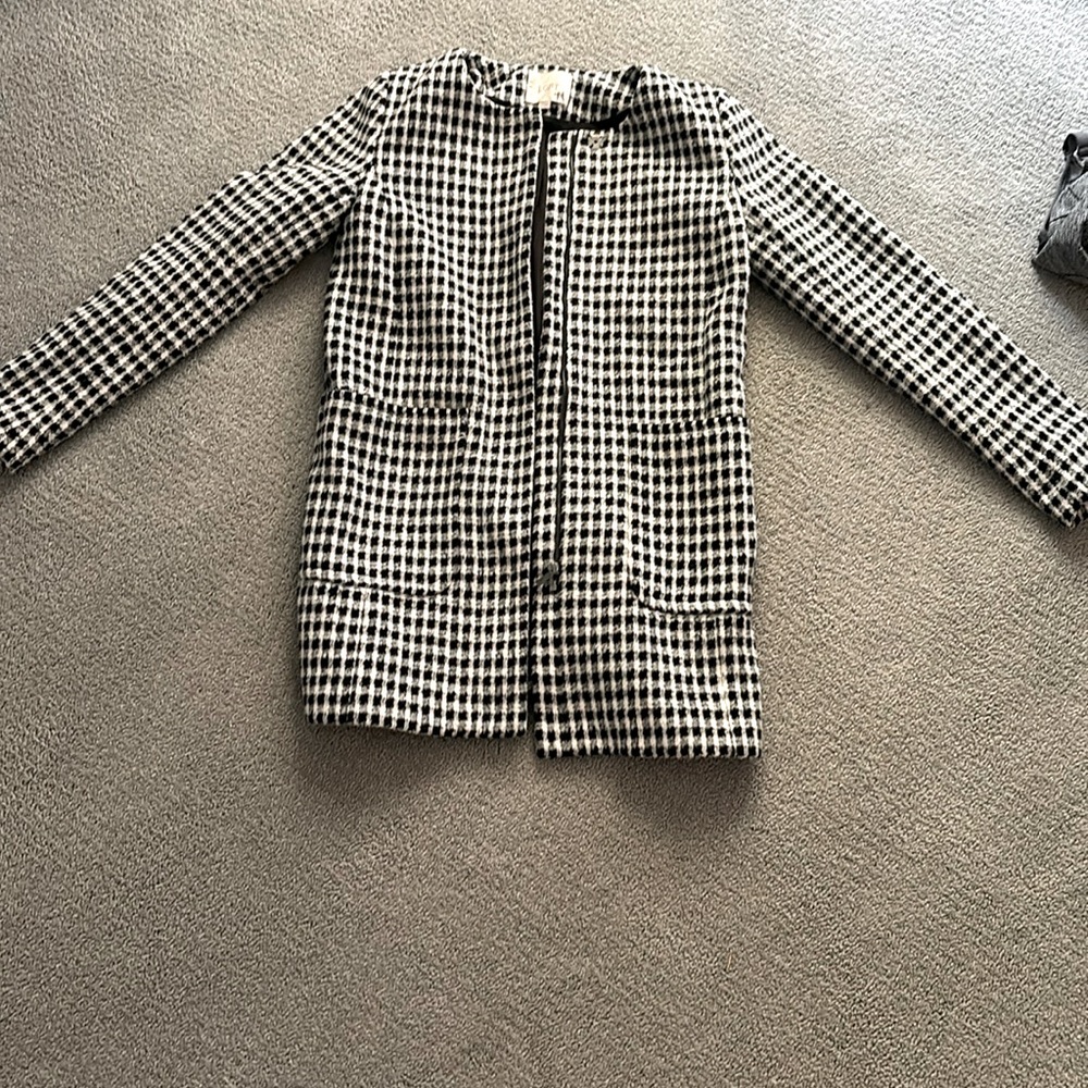 LOFT black and white soft check coat